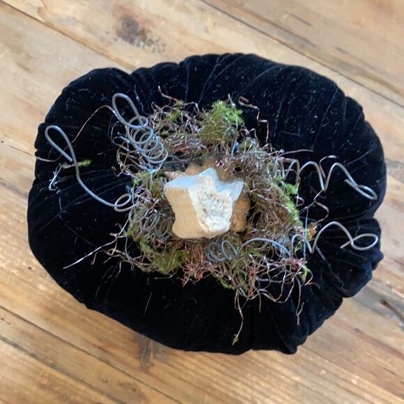 Handmade Fall Holiday Black genuine VELVET Pumpkin Decor - Picture 2 of 11